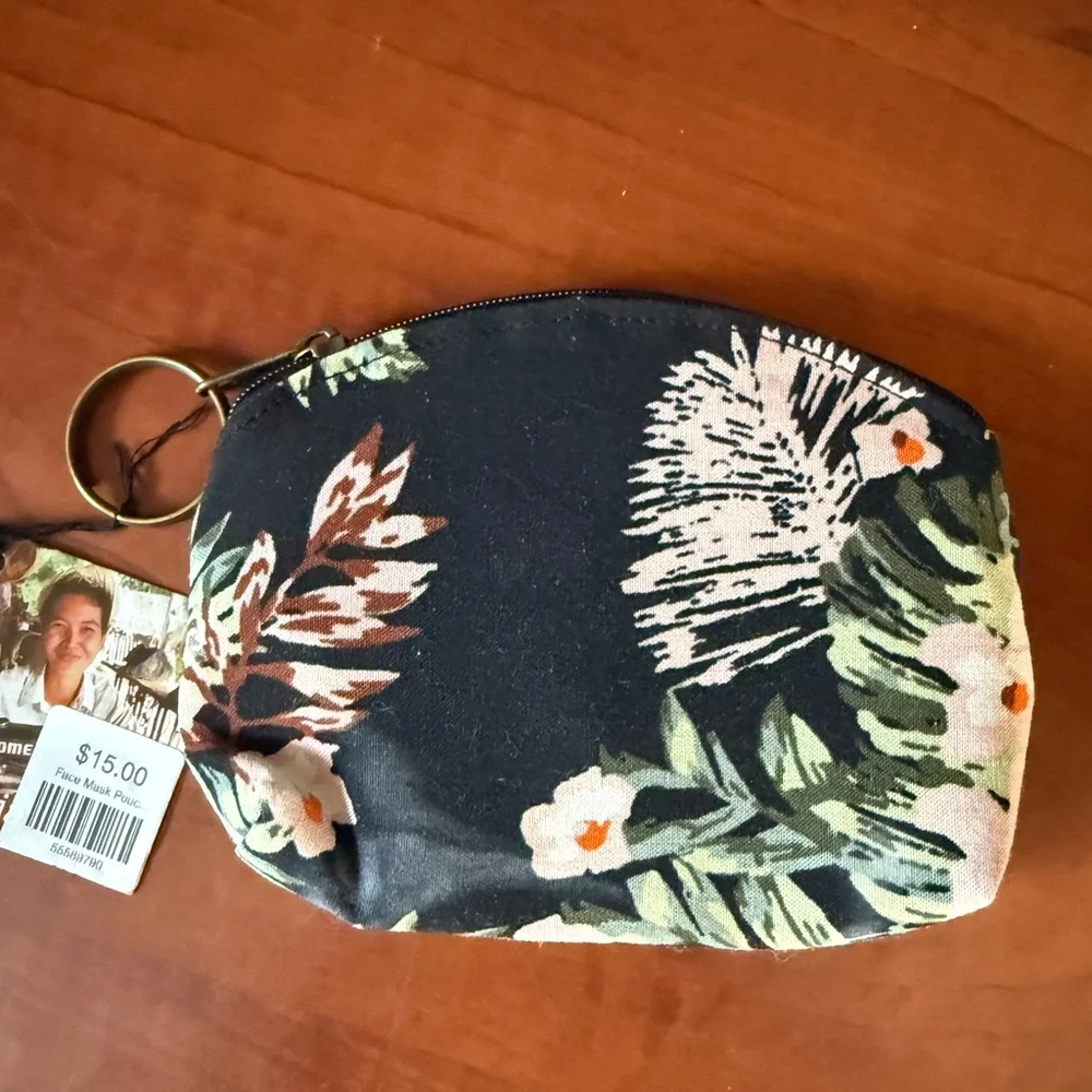Floral Print Pouch + mask with Keyring